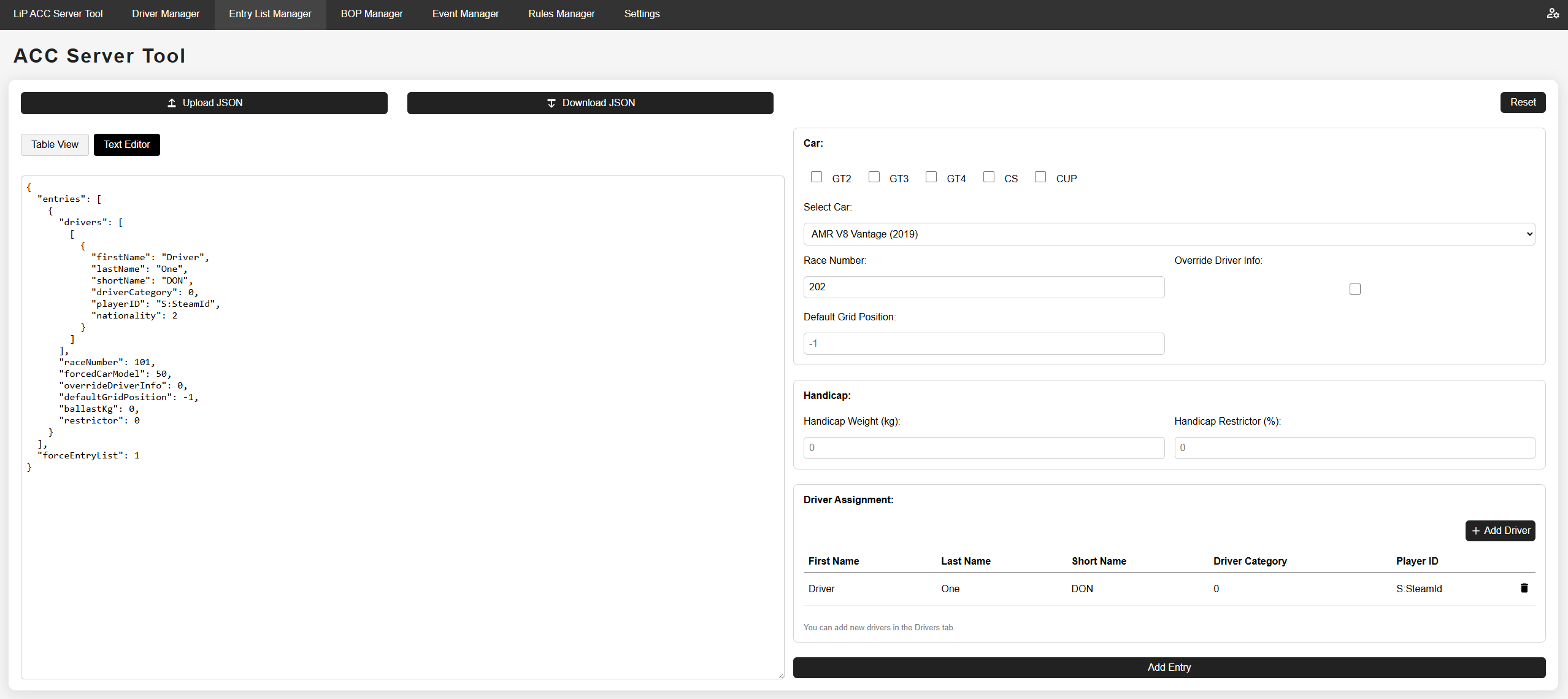 Entry List Manager Screenshot