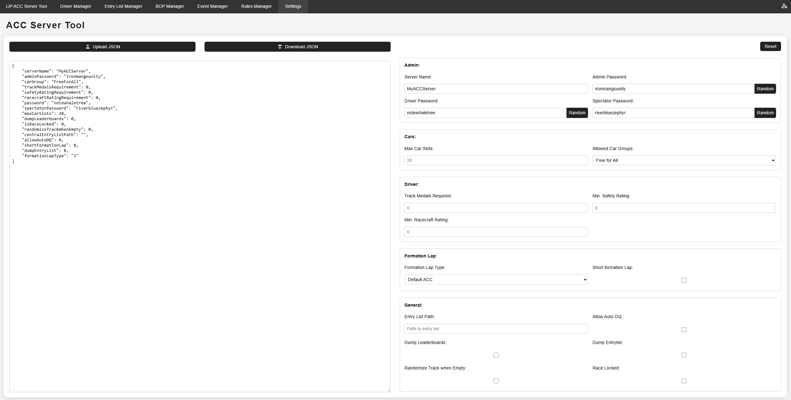 Server Settings